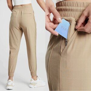 Athleta Brooklyn Textured Jogger Windowpane Beige Size 6T Ribbed Athleisure